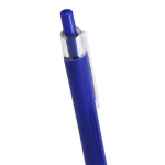 Caneta de pressão em plástico com clipe transparente e tinta azul