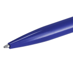 Caneta de pressão em plástico com clipe transparente e tinta azul