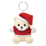 Porta-chaves de ursinho de peluche com fato e gorro de Natal cor vermelho primeira vista