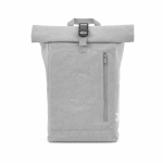 Mochila ecológica roll-top com base reforçada e bolso frontal 16L cor cinzento-claro