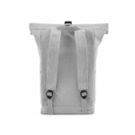 Mochila ecológica roll-top com base reforçada e bolso frontal 16L cor cinzento-claro vista traseira 