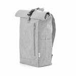 Mochila ecológica roll-top com base reforçada e bolso frontal 16L cor cinzento-claro vista frontal 