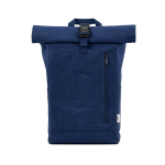 Mochila ecológica roll-top com base reforçada e bolso frontal 16L cor azul-marinho vista frontal 