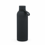 Garrafa térmica em aço inoxidável reciclado com pega em silicone 490ml cor preto