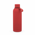 Garrafa térmica em aço inoxidável reciclado com pega em silicone 490ml cor vermelho