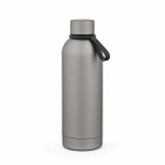 Garrafa térmica em aço inoxidável reciclado com pega em silicone 490ml cor prateado