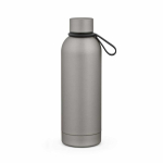 Garrafa térmica em aço inoxidável reciclado com pega em silicone 490ml cor prateado segunda vista