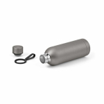Garrafa térmica em aço inoxidável reciclado com pega em silicone 490ml cor prateado terceira vista 