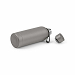 Garrafa térmica em aço inoxidável reciclado com pega em silicone 490ml cor prateado quarta vista 