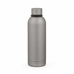Garrafa térmica em aço inoxidável reciclado com pega em silicone 490ml cor prateado vista traseira 