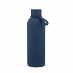 Garrafa térmica em aço inoxidável reciclado com pega em silicone 490ml cor azul-marinho