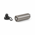 Garrafa térmica em aço inoxidável reciclado com tampa dupla 500ml cor prateado quarta vista 