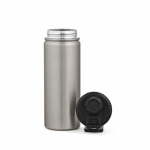 Garrafa térmica em aço inoxidável reciclado com tampa dupla 500ml cor prateado segunda vista frontal 