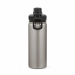 Garrafa térmica em aço inoxidável reciclado com tampa dupla 500ml cor prateado vista frontal 