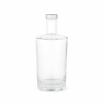 Garrafa de vidro cilíndrica com gargalo estreito e tampa prateada 760ml cor transparente