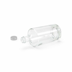 Garrafa de vidro cilíndrica com gargalo estreito e tampa prateada 760ml cor transparente terceira vista 