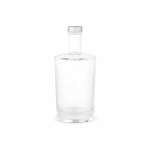 Garrafa cilíndrica de vidro com tampa prateada antigotas 540ml cor transparente