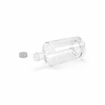 Garrafa cilíndrica de vidro com tampa prateada antigotas 540ml cor transparente terceira vista 
