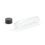 Garrafa cilíndrica de vidro com tampa de rosca antifulgas 520ml cor transparente vista frontal 