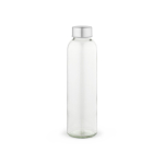 Garrafa de vidro com tampa de rosca prateada antigota 510 ml cor transparente vista frontal 