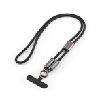 Cabo carregamento USB-C com liga de zinco e fita ajustável 60W cor preto