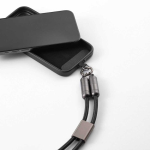 Cabo carregamento USB-C com liga de zinco e fita ajustável 60W cor preto segunda vista