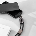 Cabo carregamento USB-C com liga de zinco e fita ajustável 60W cor preto