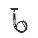 Cabo carregamento USB-C com liga de zinco e fita ajustável 60W cor preto vista frontal 
