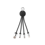 Cabo carregamento 4 em 1 com porta-chaves e logótipo iluminado 10W cor preto