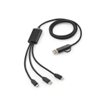 Cabo de carregamento entrançado 5 em 1 com múltiplos conectores 10W cor preto