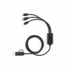 Cabo de carregamento entrançado 5 em 1 com múltiplos conectores 10W cor preto vista frontal 