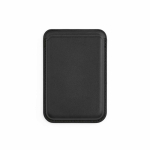 Porta-cartões magnético para telemóvel em pele sintética com clipe cor preto vista frontal 