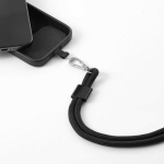 Cordão universal ajustável para telemóvel em poliéster reciclado cor preto segunda vista