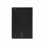 Caderno pele sintética reciclada e capa flexível A5, páginas pautadas cor preto vista traseira 