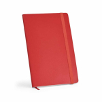 Caderno pele sintética reciclada e capa flexível A5, páginas pautadas cor vermelho