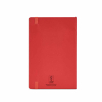 Caderno pele sintética reciclada e capa flexível A5, páginas pautadas cor vermelho vista traseira 