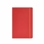 Caderno pele sintética reciclada e capa flexível A5, páginas pautadas cor vermelho vista frontal 