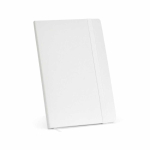 Caderno pele sintética reciclada e capa flexível A5, páginas pautadas cor branco