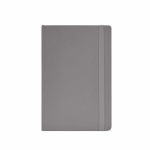 Caderno pele sintética reciclada e capa flexível A5, páginas pautadas cor cinzento vista frontal 