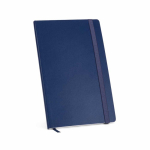 Caderno pele sintética reciclada e capa flexível A5, páginas pautadas cor azul-marinho