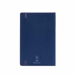 Caderno pele sintética reciclada e capa flexível A5, páginas pautadas cor azul-marinho vista traseira 