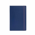 Caderno pele sintética reciclada e capa flexível A5, páginas pautadas cor azul-marinho vista frontal 