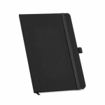 Caderno ecológico de capa dura com bolso interior e páginas pautadas A5 cor preto