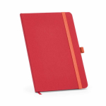 Caderno ecológico de capa dura com bolso interior e páginas pautadas A5 cor vermelho