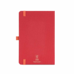 Caderno ecológico de capa dura com bolso interior e páginas pautadas A5 cor vermelho vista traseira 