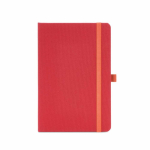 Caderno ecológico de capa dura com bolso interior e páginas pautadas A5 cor vermelho vista frontal 