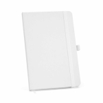 Caderno ecológico de capa dura com bolso interior e páginas pautadas A5 cor branco