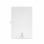 Caderno ecológico de capa dura com bolso interior e páginas pautadas A5 cor branco vista traseira 