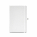 Caderno ecológico de capa dura com bolso interior e páginas pautadas A5 cor branco vista frontal 