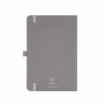 Caderno ecológico de capa dura com bolso interior e páginas pautadas A5 cor cinzento vista traseira 